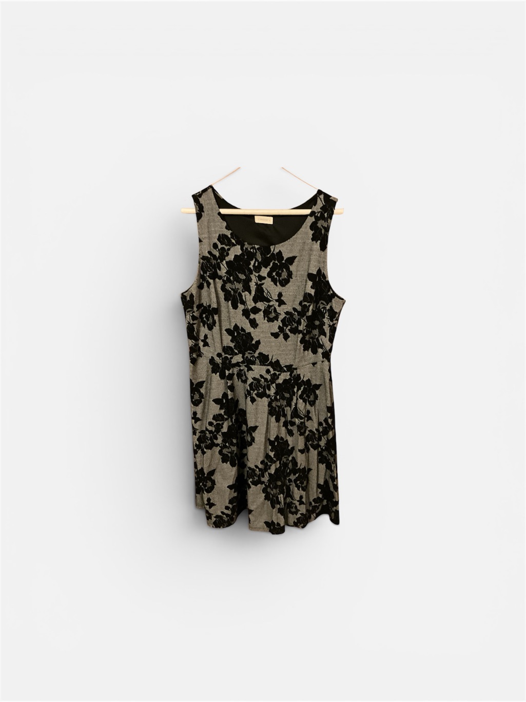 Crescent Black Floral Burnout Sleeveless Mini Dress On Tan Base